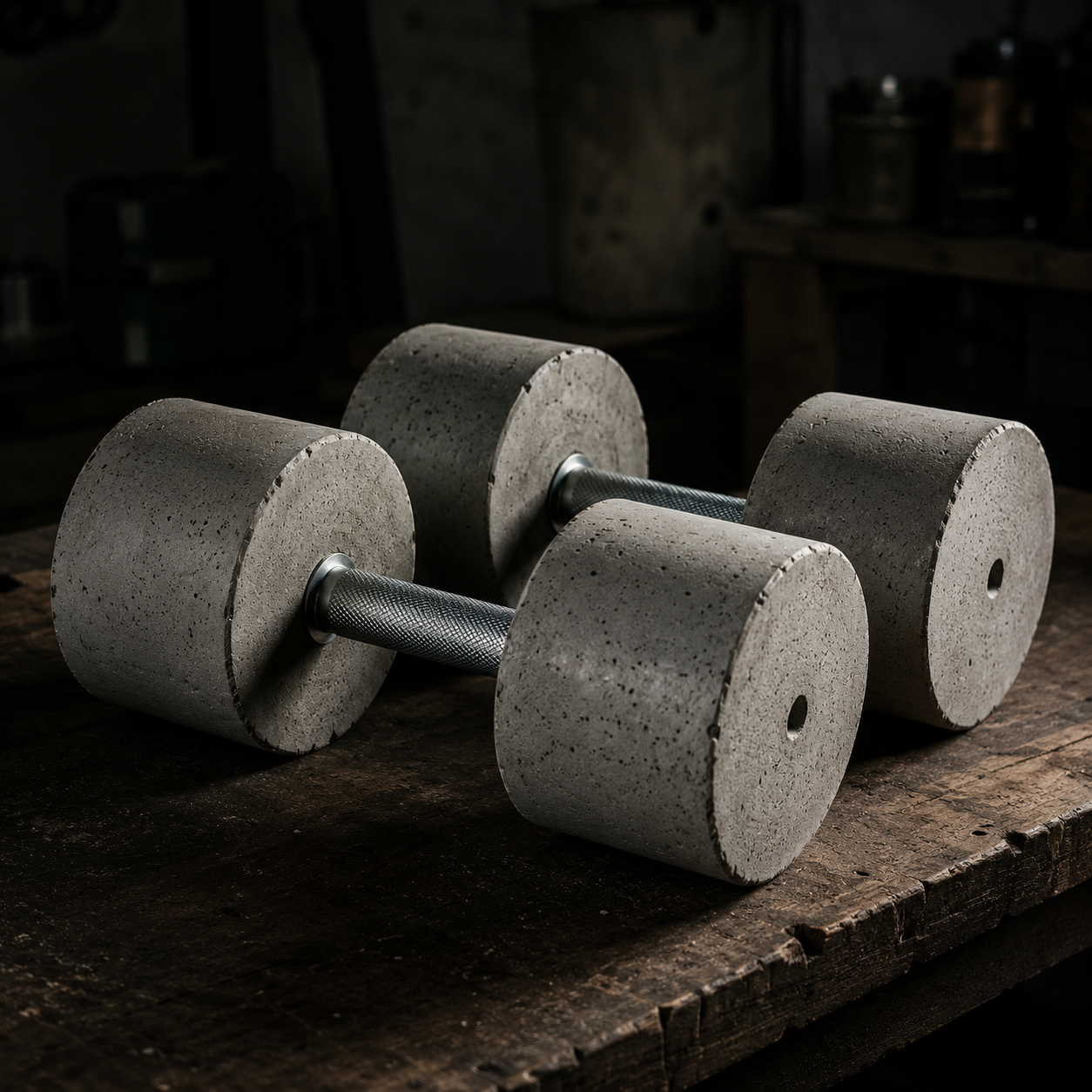Gimnasio en casa — pesas de concreto